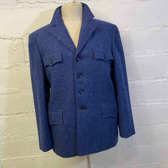 Vintage Ali Kong Custom Tailored Military Blazer in Blue Wool 4 Pockets Unisex - Picture 12 of 16